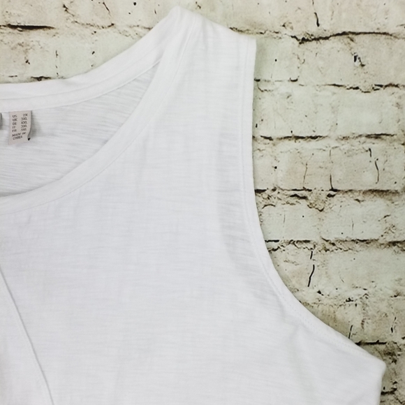 LOGO Lori Goldstein White Modal Slub Sleeveless Asymmetrical Tank Top Womens 2X - Picture 3 of 9